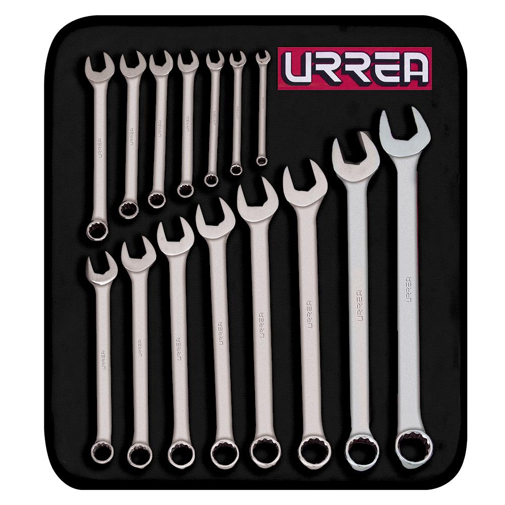 URREA 15-Piece Set 12-point Standard (SAE) Standard Combination Wrench Includes Soft Case