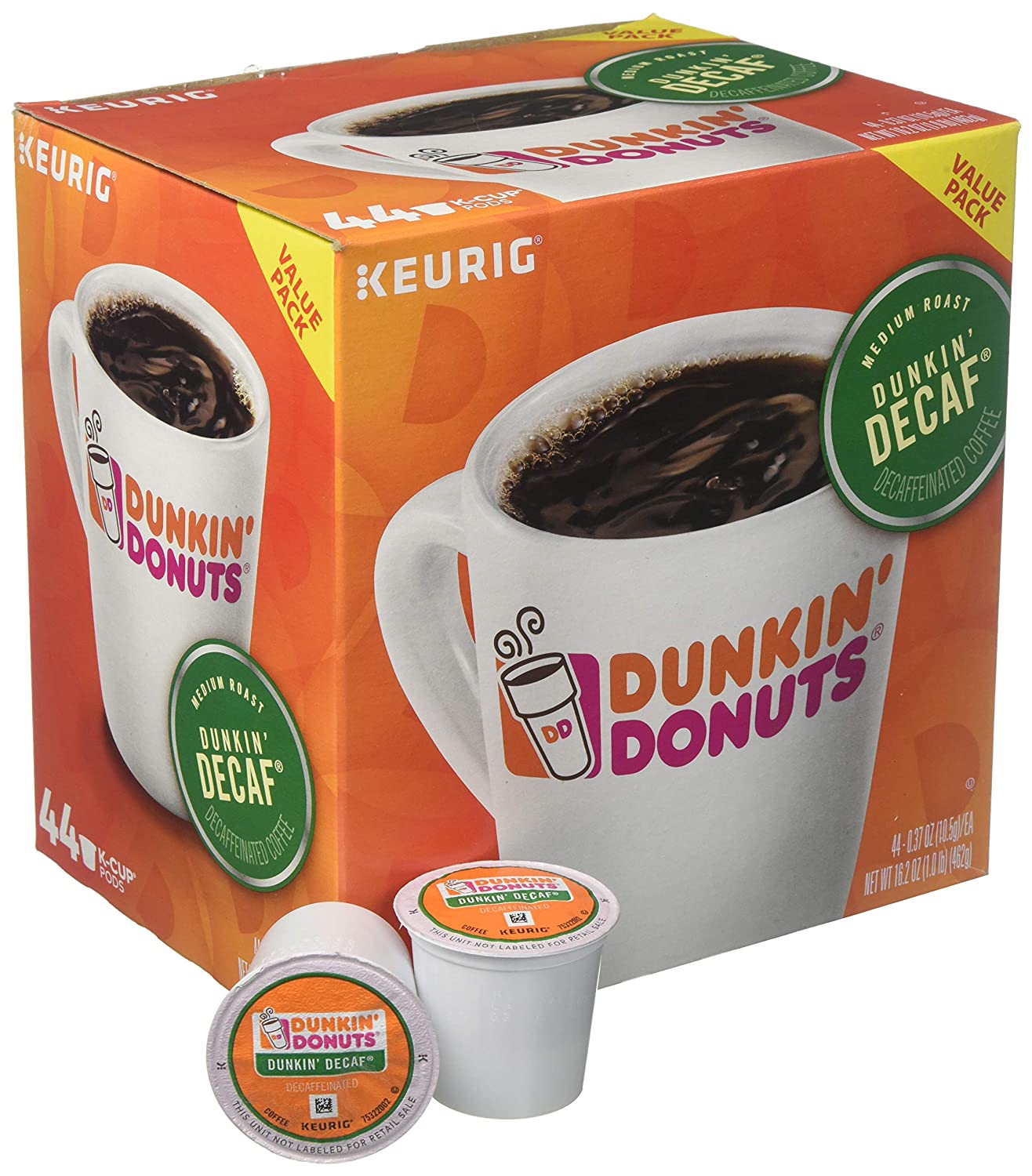 Dunkin- Donuts Decaf Single-Serve K-Cup Pods Medium Roast Coffee 44 Count