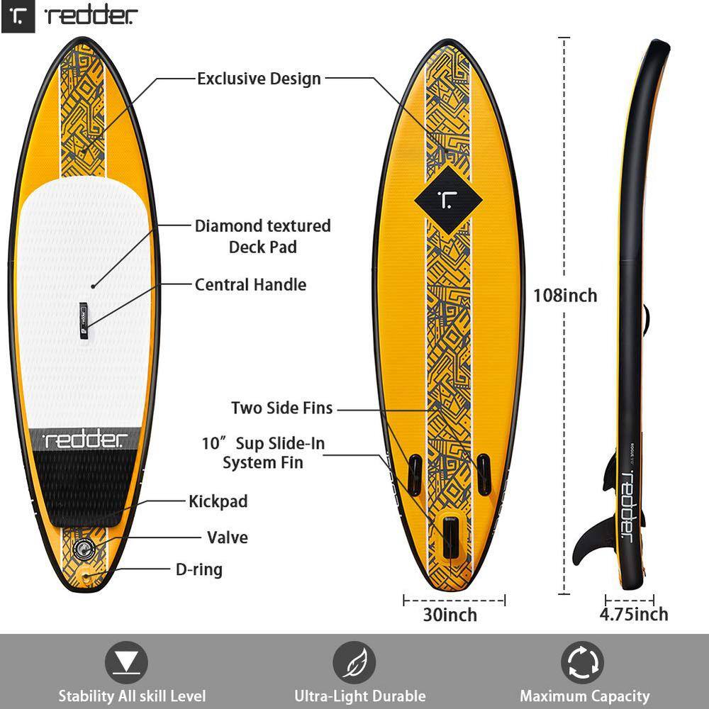 redder 111308005 Rouge 9 ft. Premium Inflatable Stand Up Paddle Board with Full SUP Accessories