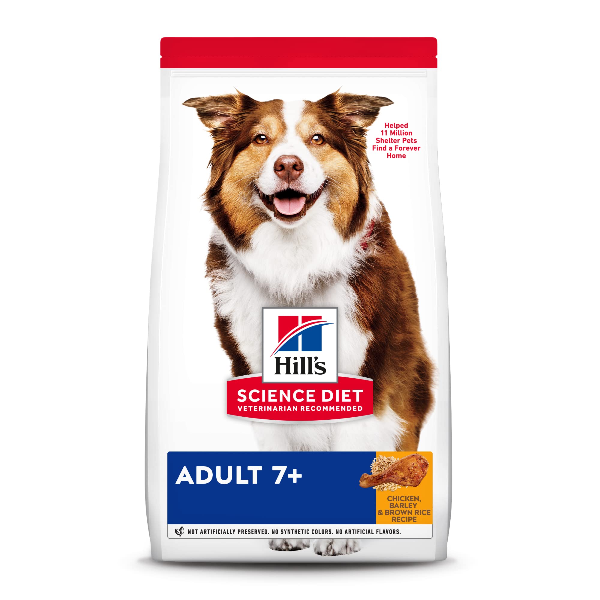 Hill-s Science Diet Dry Dog Food. Adult 7+ for Senior Dogs. Chicken Meal. Barley & Rice Recipe. 33 lb. Bag
