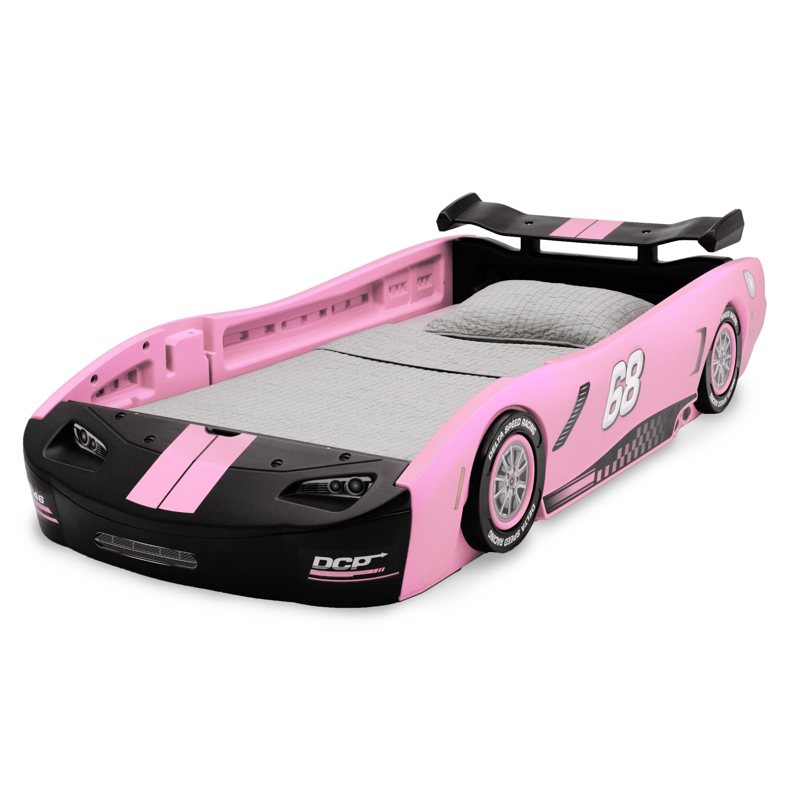 Delta Children Turbo Race Car Twin Bed. Pink
