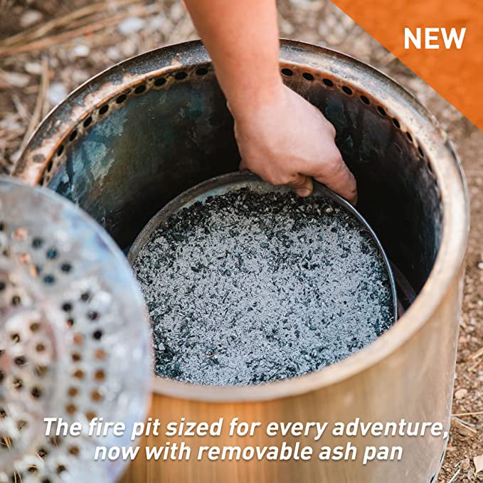 Solo Stove Ranger 2.0. Smokeless Fire Pit | Wood Burning Fireplaces with Removable Ash Pan. Stainless Steel. H: 12.5 in x Dia: 12.5 in. 15 lbs