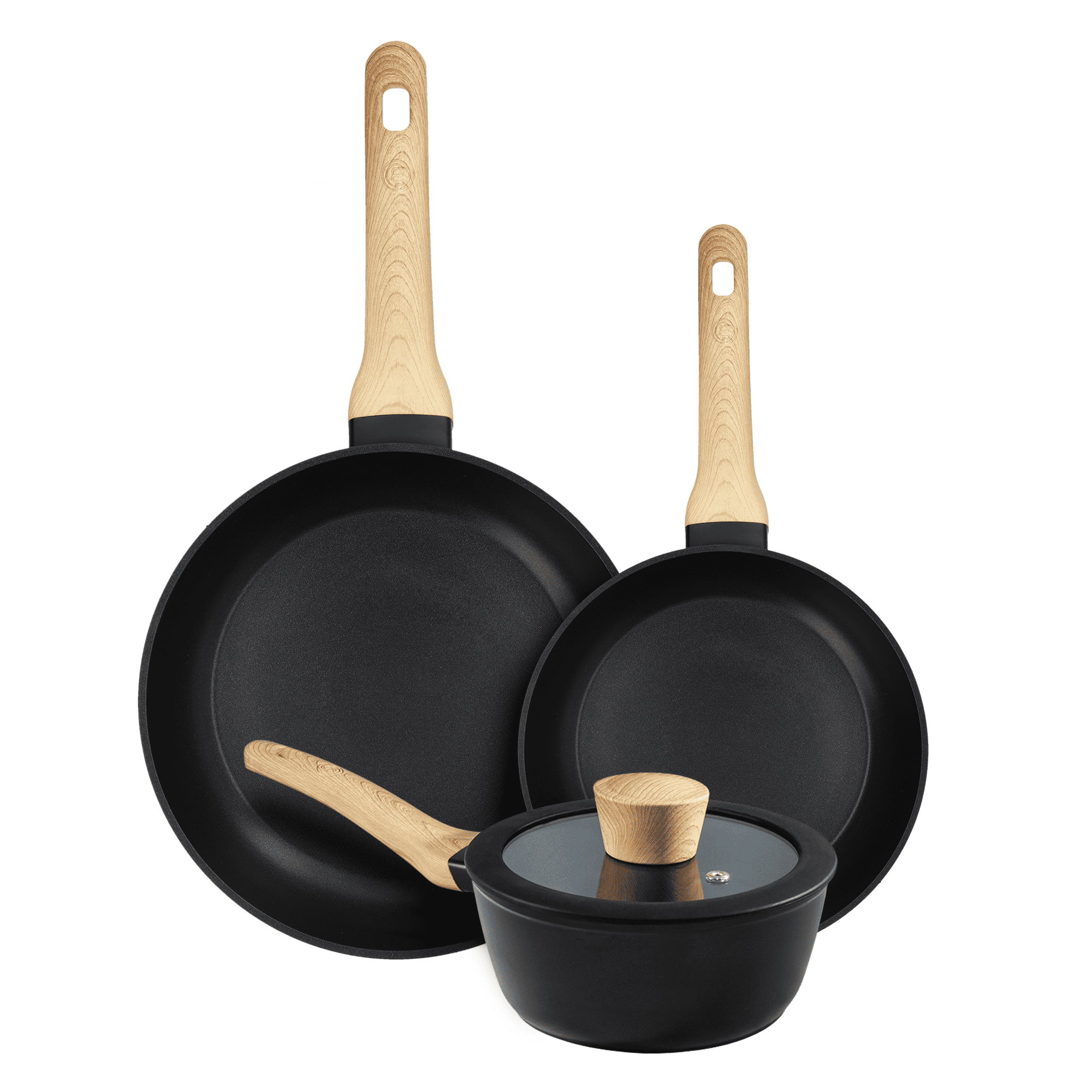 MasterChef 4 Piece Cookware Set. Sauce Pan with Lid and 2 Frying Pans