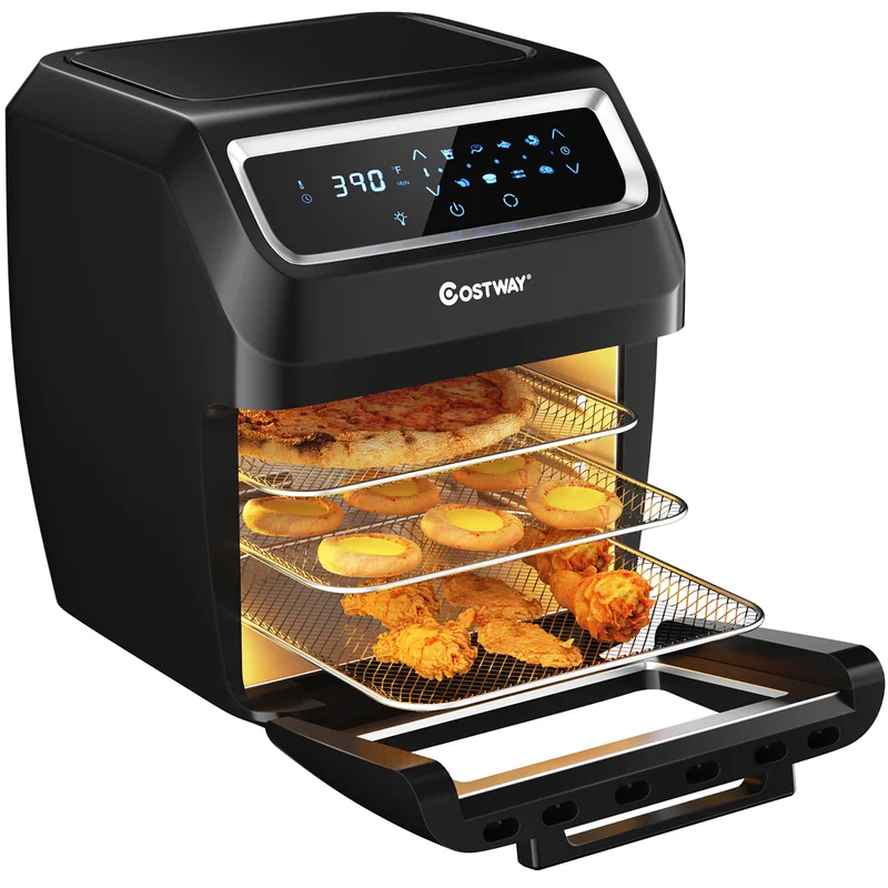 Costway EP24925US-DK 6 qt. Black 1700W Electric Air Fryer Oven 8-In-1 Rotisserie Dehydrator w/Accessories