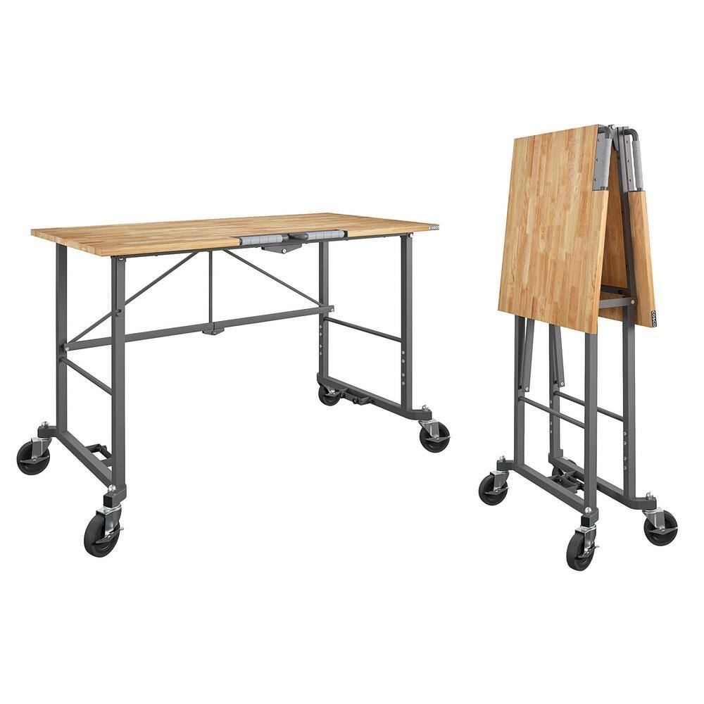 Cosco 66760DKG1E Smartfold Portable Folding Workbench. Hardwood Top (400 lbs. Weight Capacity. Dark Gray)