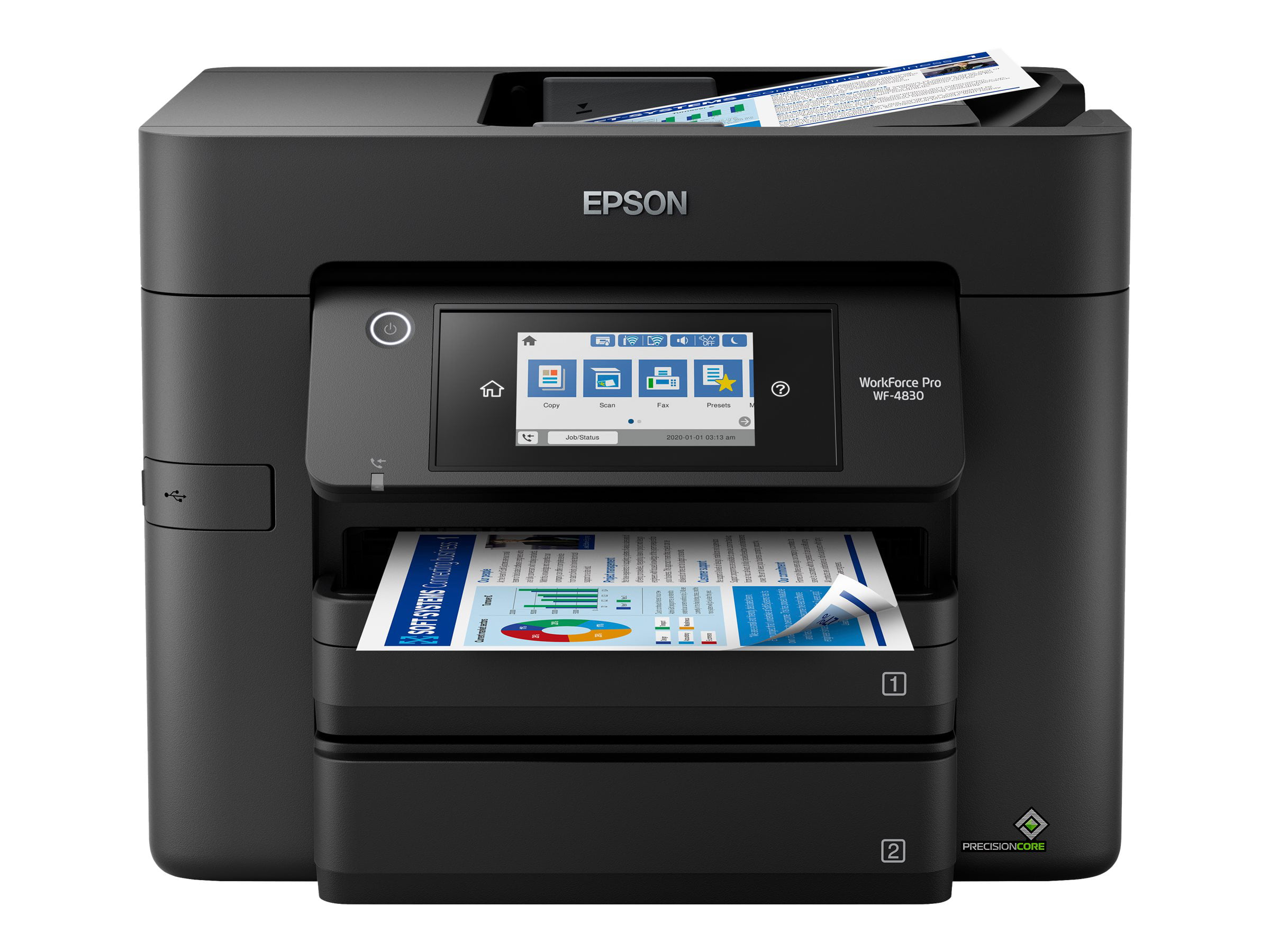 Epson WorkForce Pro WF-4830 Wireless All-in-One Printer with Auto 2-sided Print. Copy. Scan and Fax. 50-page ADF. 500-sheet Paper Capacity. and 4.3″ Color Touchscreen