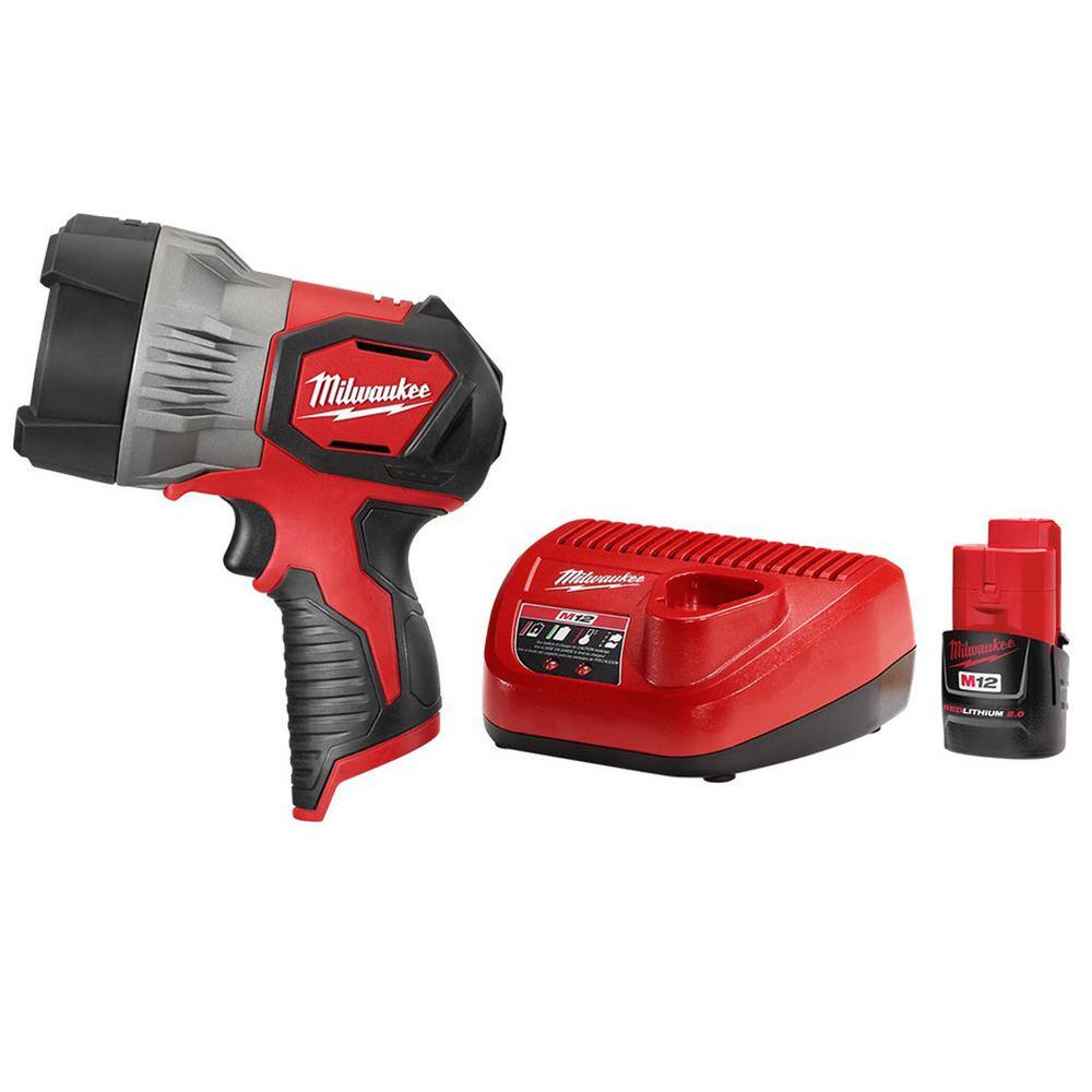Milwaukee 2353-20-48-59-2420 M12 12-Volt Lithium-Ion Cordless 750 Lumens TRUEVIEW LED Spotlight W (1) 2.0 Ah Battery and Charger