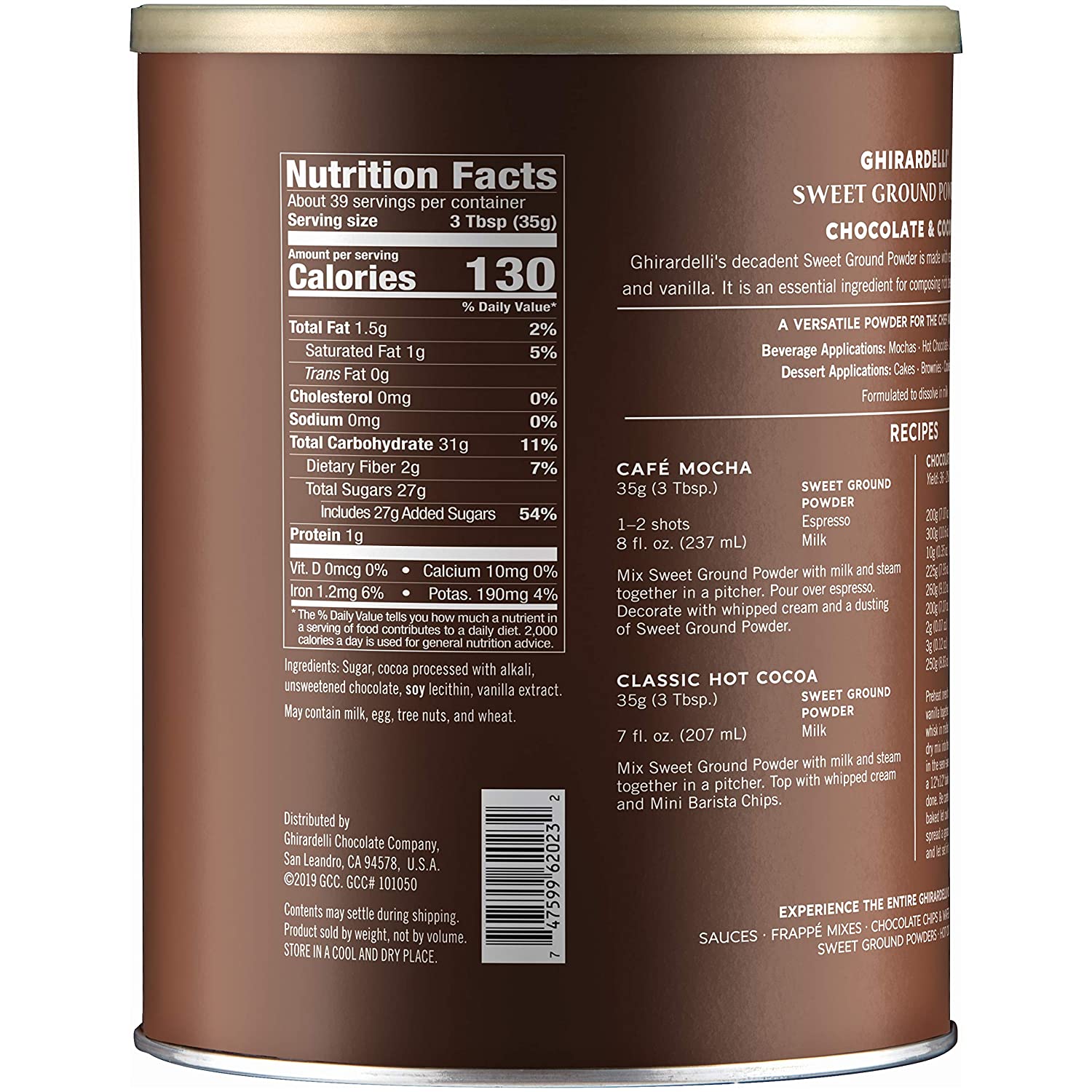 Ghirardelli Sweet Ground Chocolate and Cocoa 3 lb. Baking and Desserts