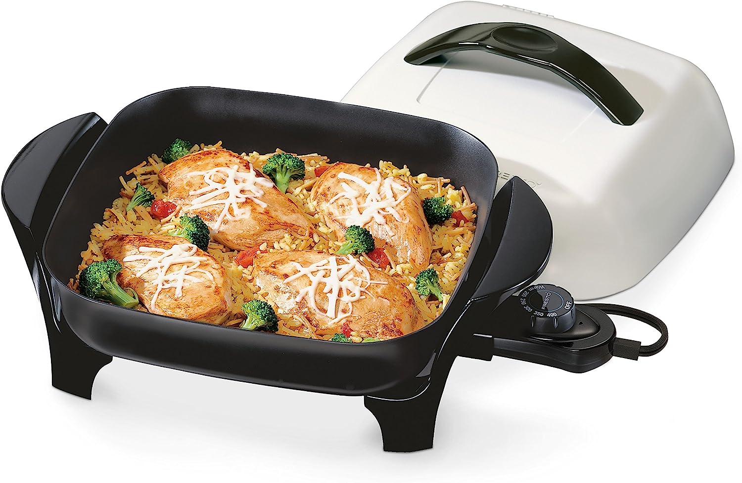 Presto 06620 11-Inch Electric Skillet.Black/White
