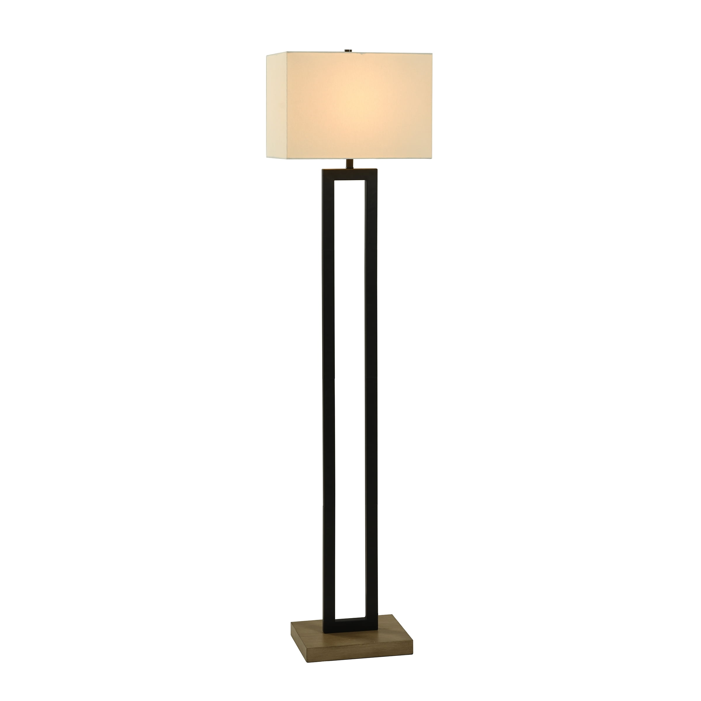 Better Homes & Gardens 61″H Metal Windowpane Floor Lamp. Black Finish with Faux Wood Base