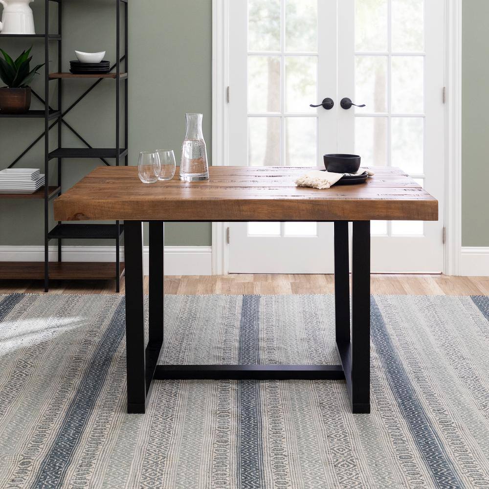 Welwick Designs  52 in. Reclaimed Barnwood Distressed Solid Wood Dining Table