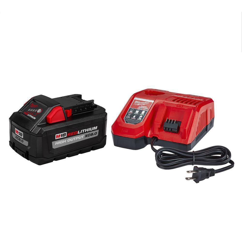 Milwaukee 48-59-1880 M18 18-Volt Lithium-Ion HIGH OUTPUT Starter Kit with XC 8.0Ah Battery and Rapid Charger