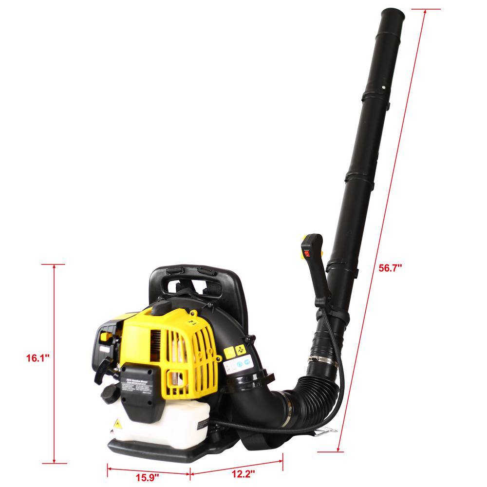 Kadehome GH-068 179 MPH 530 CFM 52cc 2-Cycle Gas Backpack Leaf Blower with Extension Tube