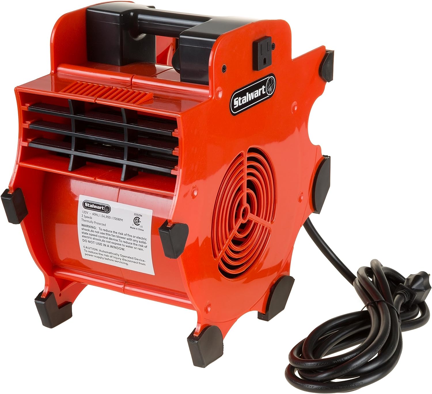Blower Fan - 3-Speed Heavy-Duty Floor and Carpet Dryer - Portable Air Mover with 4 Different Angles for Basements. Cars. or Garages by Stalwart (Red)
