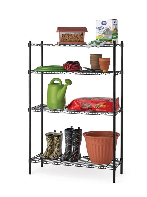 Hyper Tough 4 Tier Wire Shelf Unit. Black. Capacity 1400 lbs