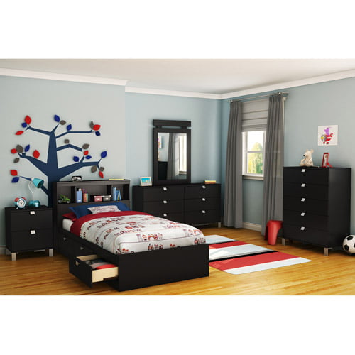South Shore Spark Bookcase Headboard. Twin. Pure Black