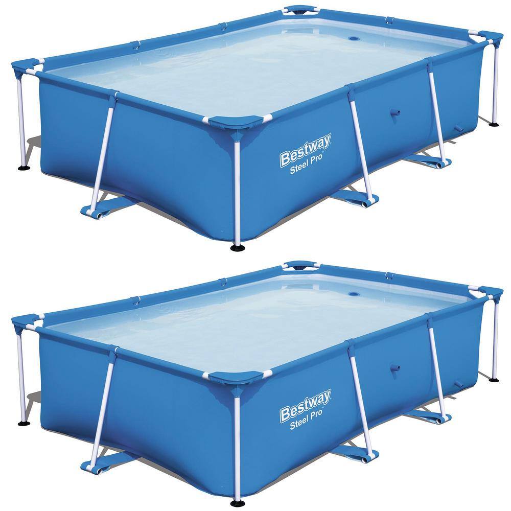 Bestway 2 x 56496E-BW 8.5 ft. x 5.6 ft. x 2 ft. Rectangular Metal Frame Pool (2-Pack)