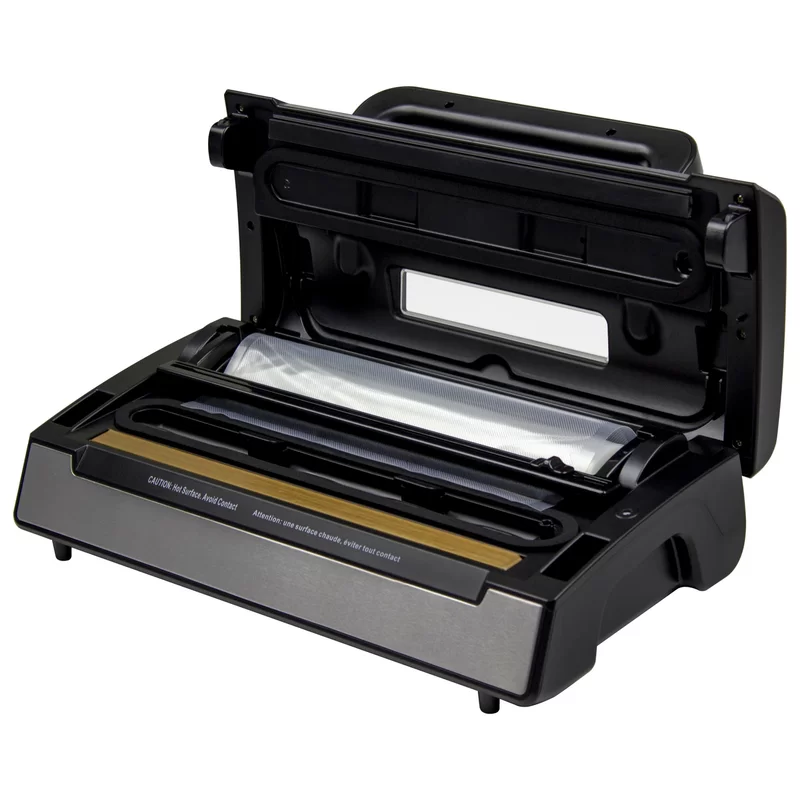 Nesco Deluxe Food VS-12 Vacuum Sealer. 130 Watts. Kit Bags & Viewing Lid. Compact. Silver