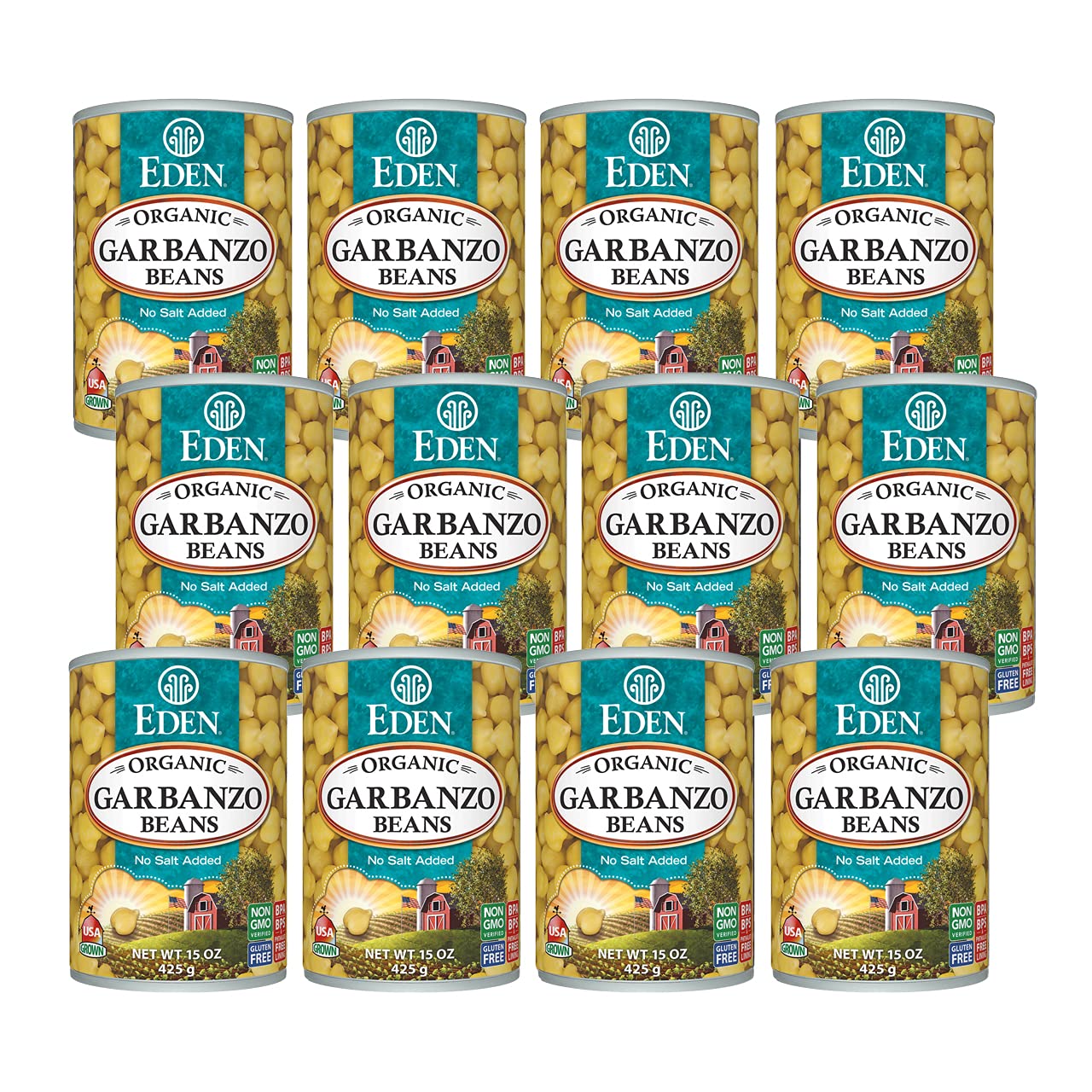 Eden Organic Garbanzo Beans. 15 oz Can (12-Pack Case)