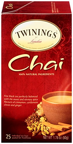 Twinings of London Chai Tea Bags. 25 Count. Pack of 6