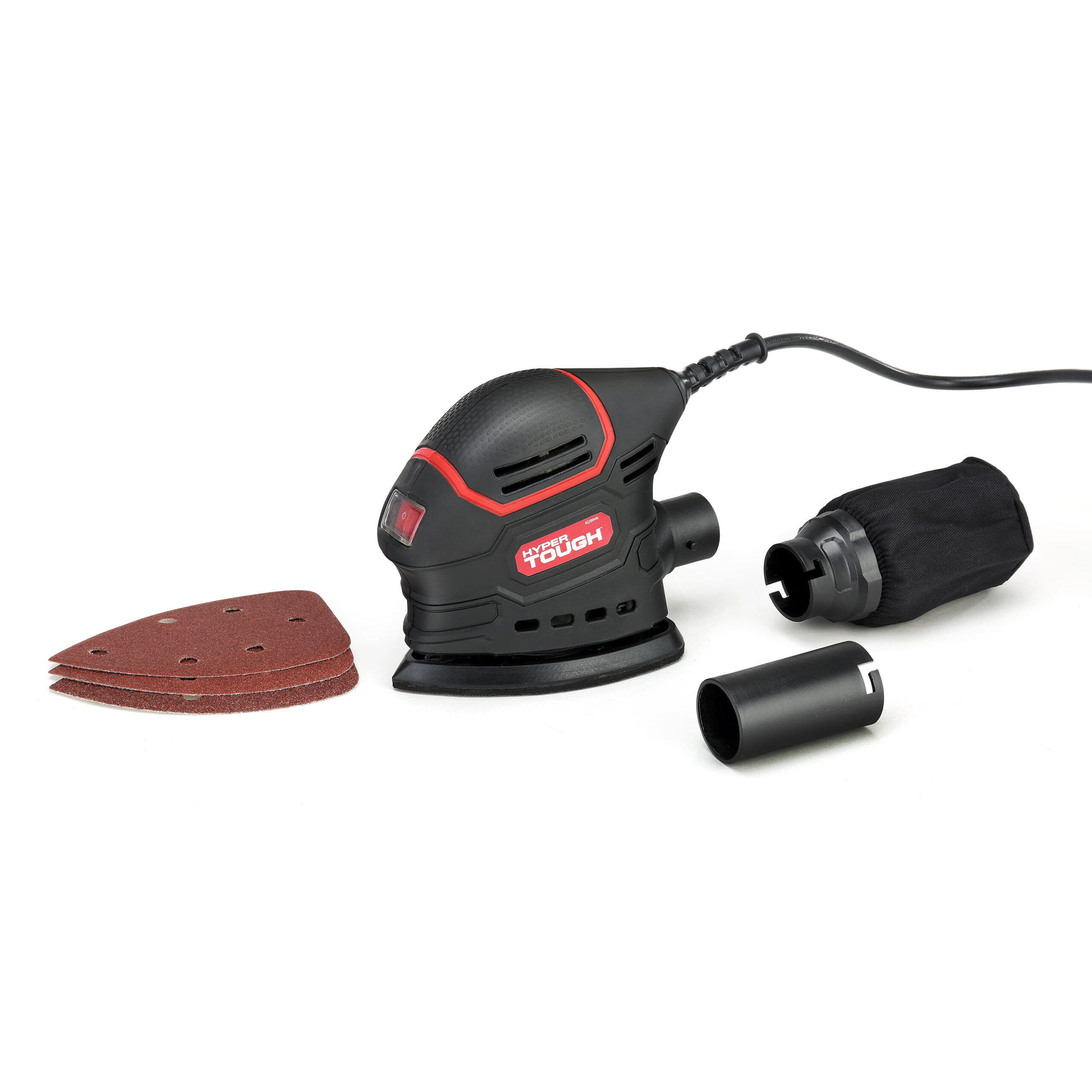 Hyper Tough 1.5 Amp Corded Detail Sander with Dust Bag. Vacuum Hose Adapter & 3 Sanding Sheets (60. 80 & 120 Grit)