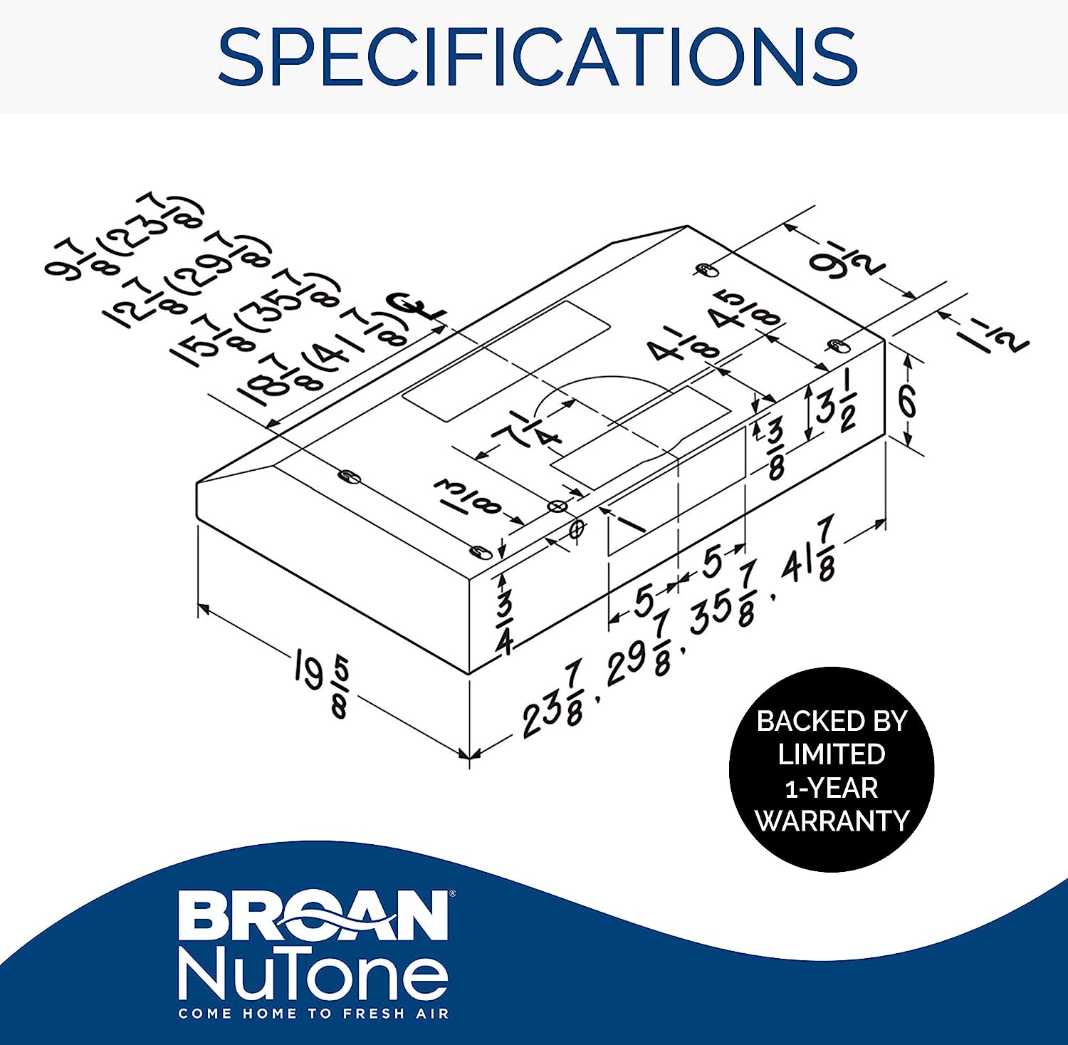 Broan-NuTone BCSD130BL Glacier 30-inch Under-Cabinet 4-Way Convertible Range Hood with 2-Speed Exhaust Fan and Light. Black