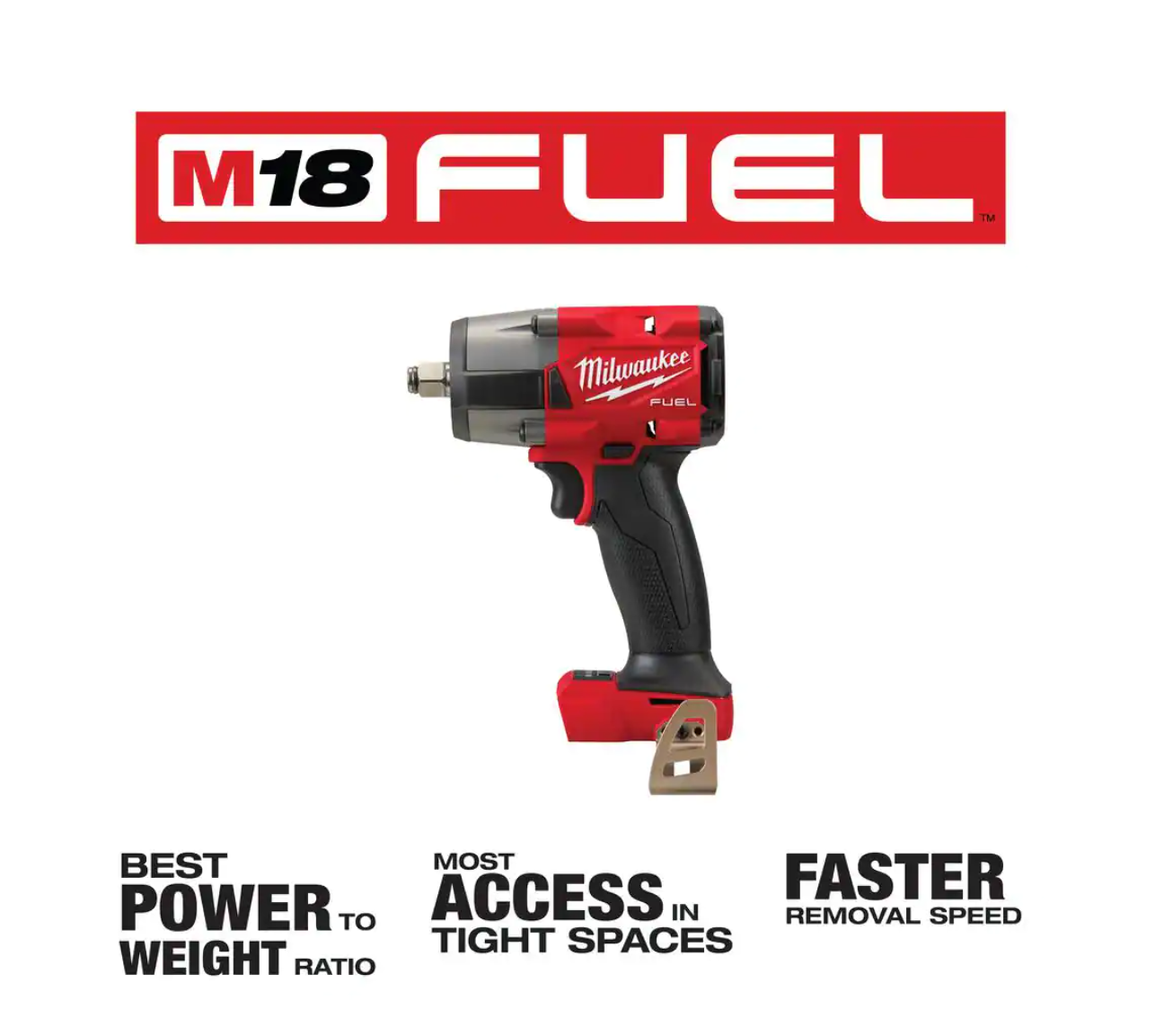 Milwaukee 2962-20 M18 FUEL Gen-2 18V Lithium-Ion Brushless Cordless Mid Torque 1/2 in. Impact Wrench w/Friction Ring (Tool-Only)