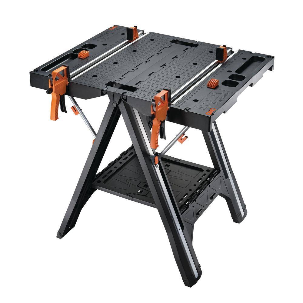Worx WX051 Pegasus Multi-Function Work Table and Sawhorse with Quick Clamps and Holding Pegs