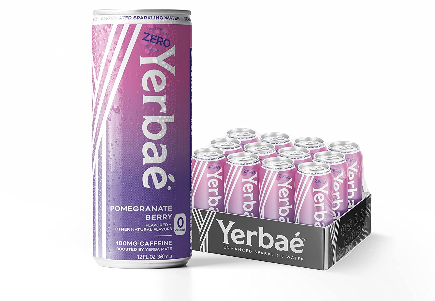 Yerbae Sparkling Water – Pomegranate Berry Fruit Flavored Seltzer. Energy Drink – 12 Pack