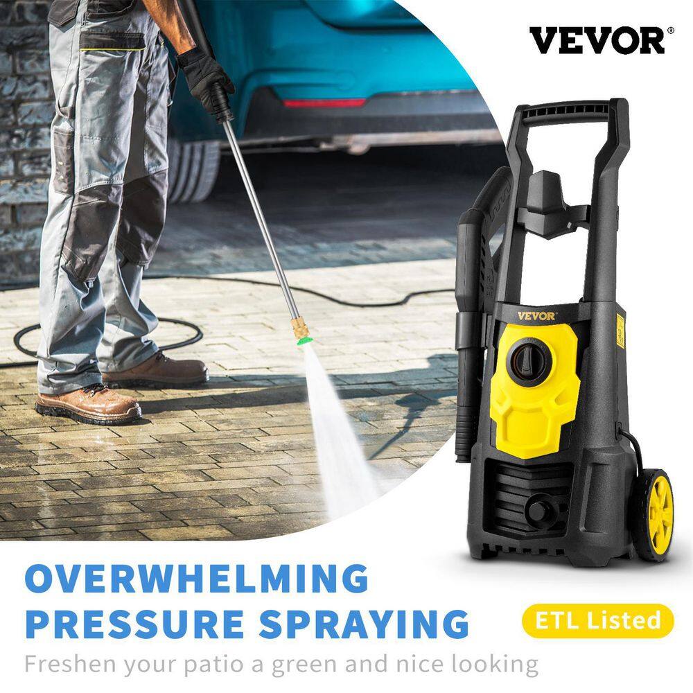 VEVOR DDG176GPM110VU1K3V1 2000 PSI Max. Electric Pressure Washer 1.76 GPM Power Washer with 30 ft. Hose. 5 Quick Connect Nozzles. ETL Listed