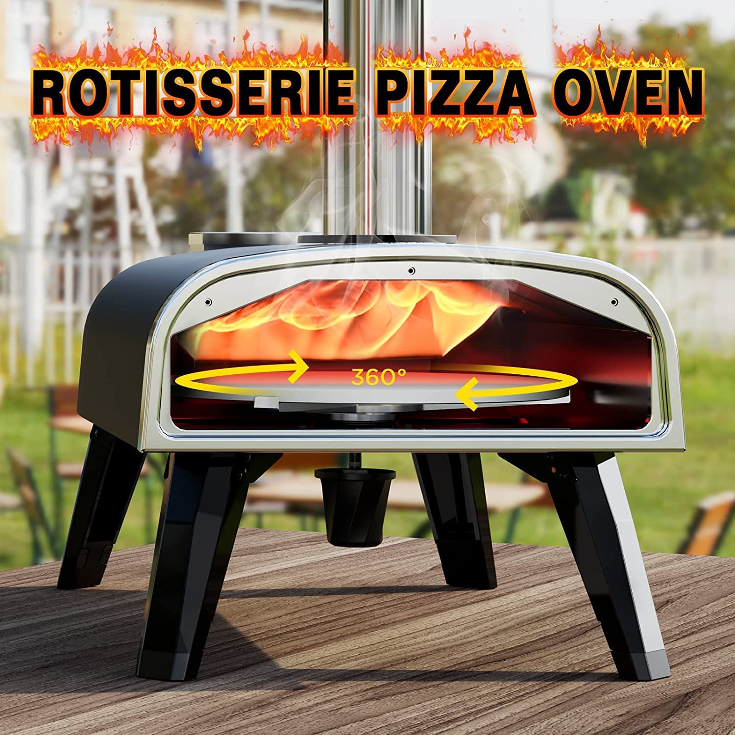 Outdoor Pizza Oven aidpiza 12″ Wood Pellet Pizza Ovens With Rotatable Round Pizza Stone Portable Wood Fired with Built-in Thermometer Pizza Stove for Outside Backyard Camping Picnics