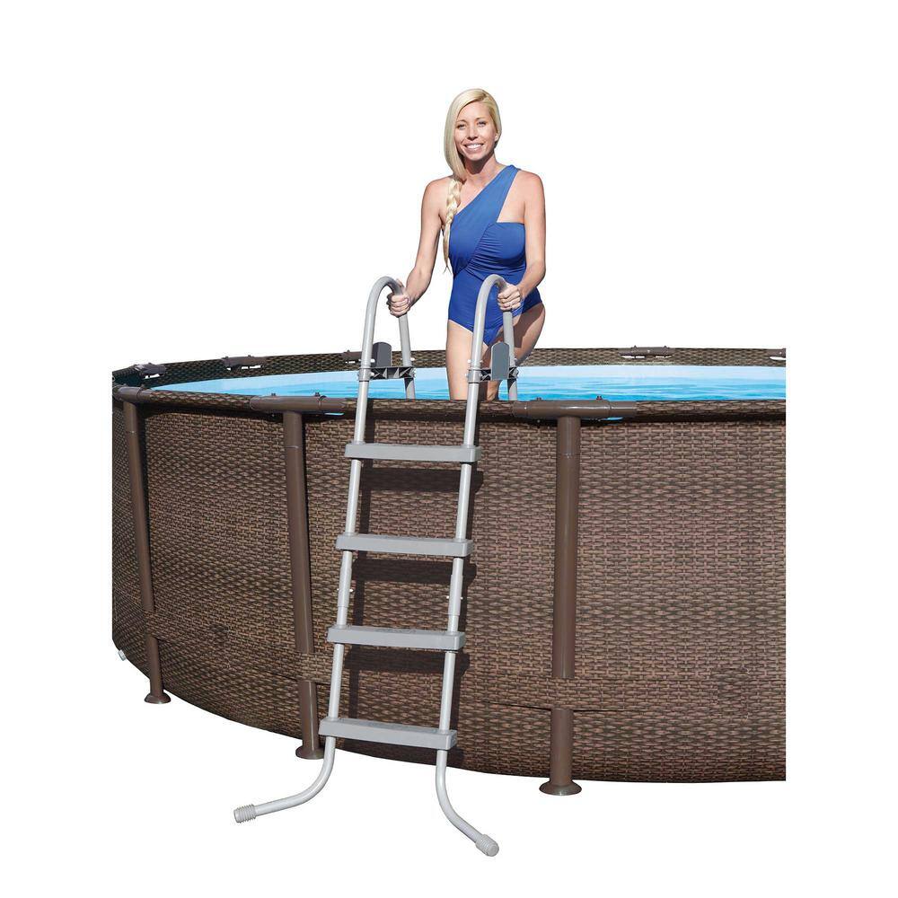 Bestway 15123E-BW 14 ft. x 42 in. Deep Power Steel Metal Frame Above Ground Swimming Pool Set with Pump