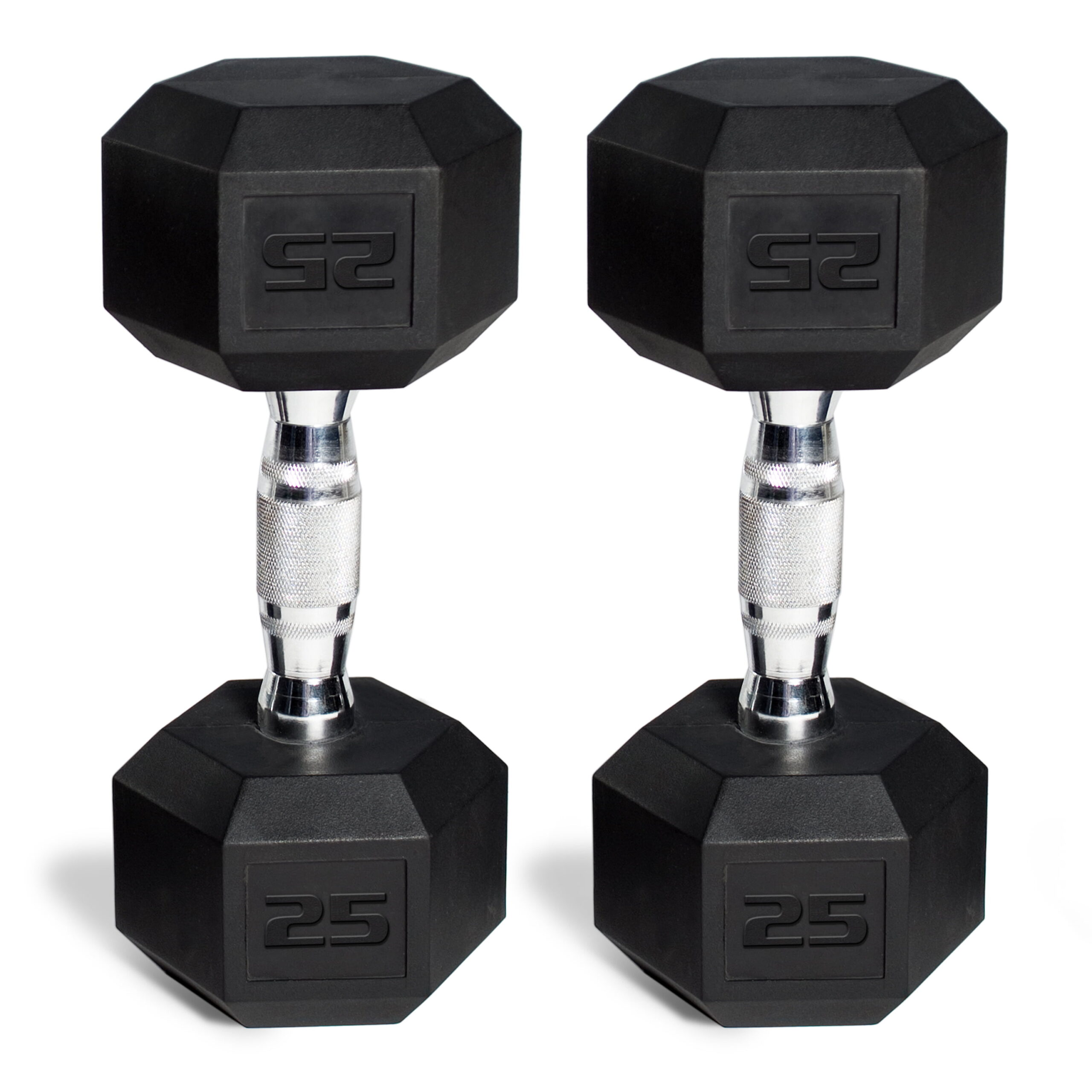 CAP Barbell. 25lb Coated Rubber Hex Dumbbell. Pair (Ships in 2 Boxes)