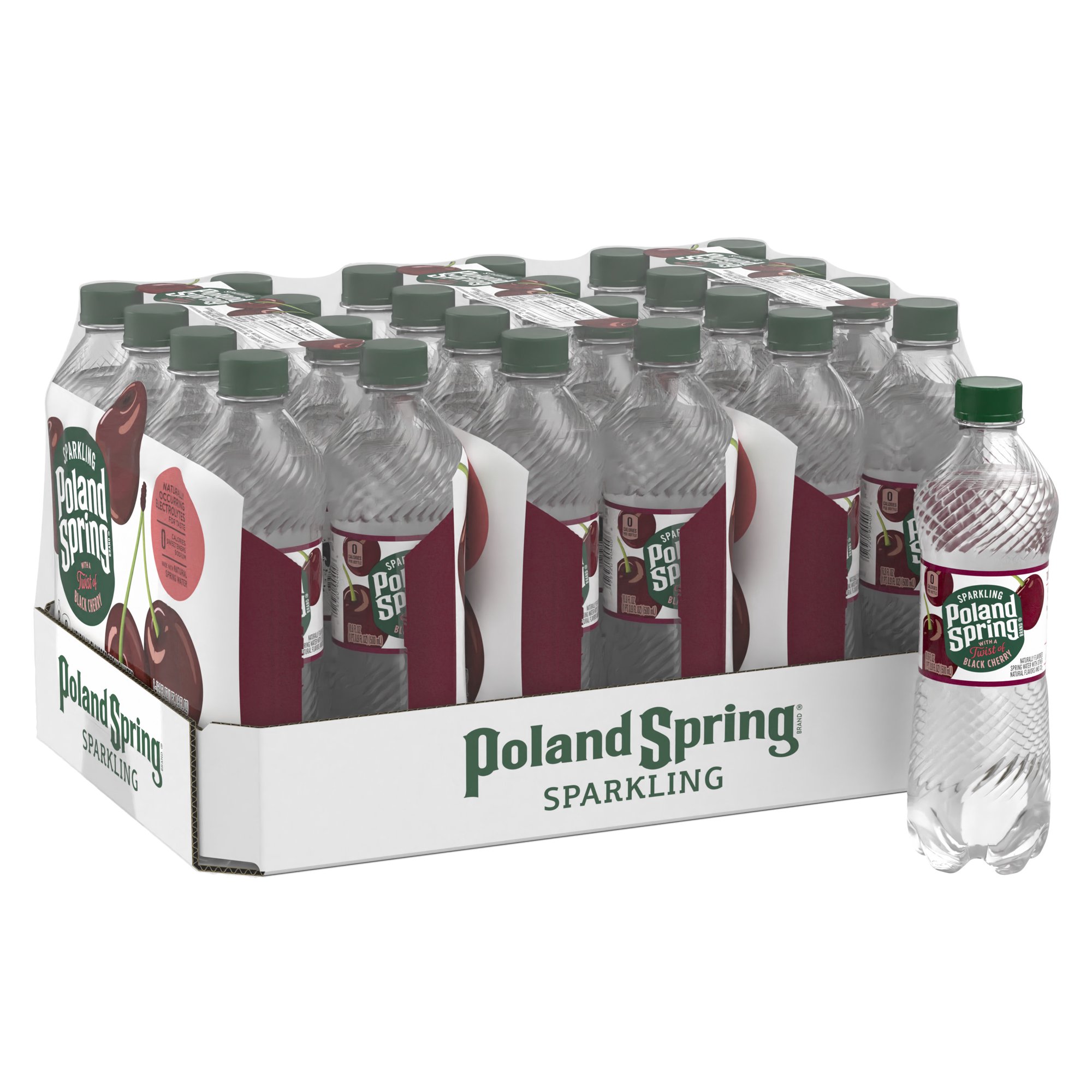 Poland Spring Sparkling Water. Black Cherry. 16.9 oz. Bottles (24 Count)