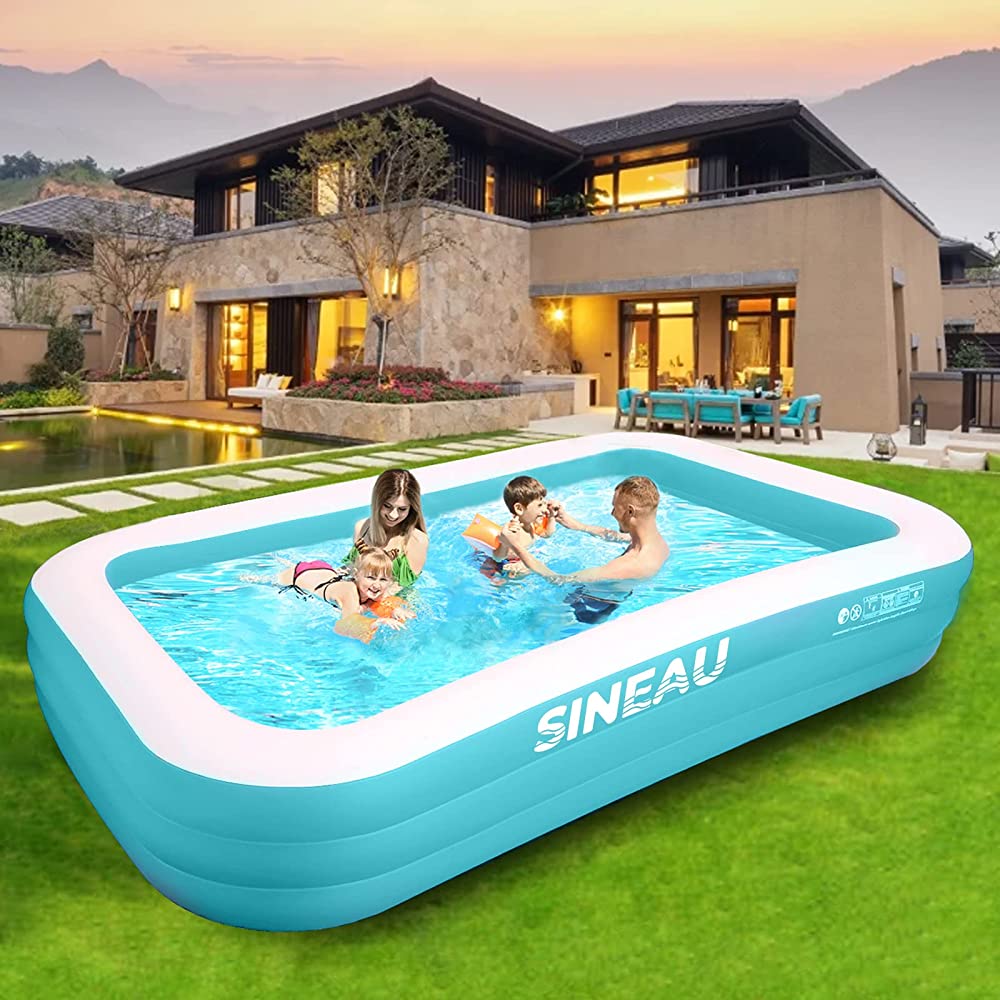Inflatable Pool. SINEAU Inflatable Pool for Kids and Adults. 120″ X 72″ X 22″ Oversized Thickened Family Swimming Pool for Kids