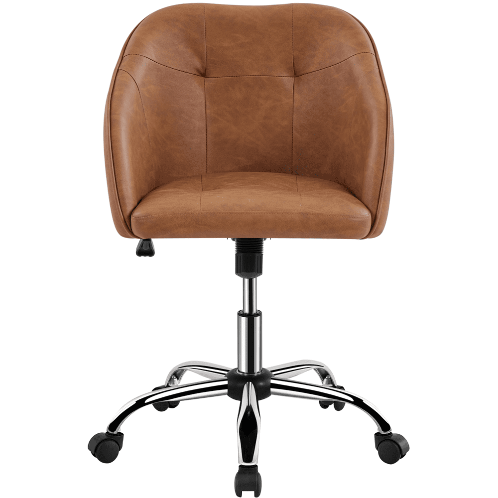 Smile Mart Adjustable Swivel Velvet Desk Chair for Home Office. Retro Brown