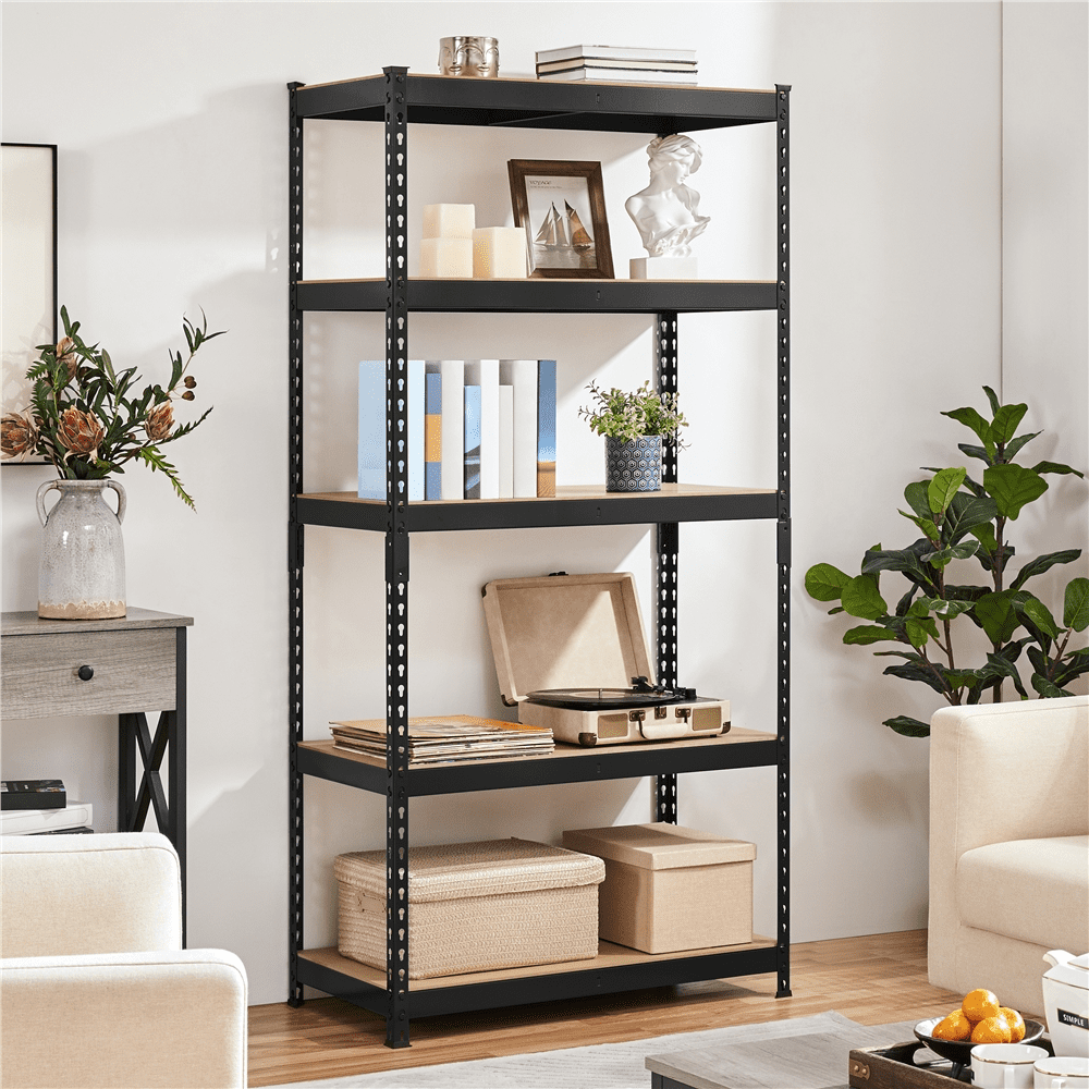 Smile Mart 5-Shelf Boltless & Adjustable Steel Storage Shelf Unit. Black. Holds up to 705 lb Per Shelf