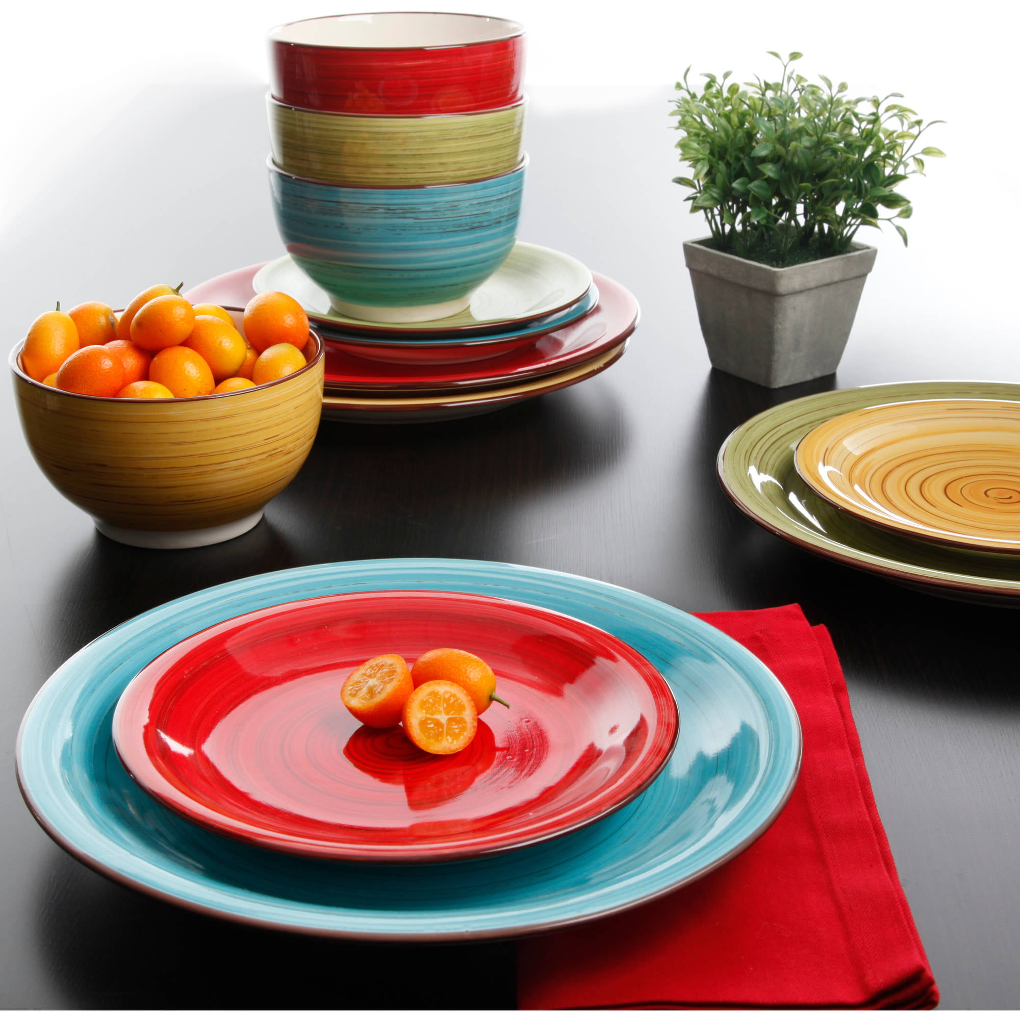 Better Homes & Gardens Festival Dinnerware. Assorted Colors. Set of 12