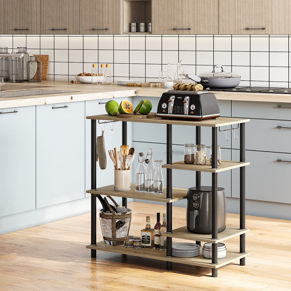 Bestier 5 Tier Kitchen Baker-s Rack Microwave Oven Stand in Oak