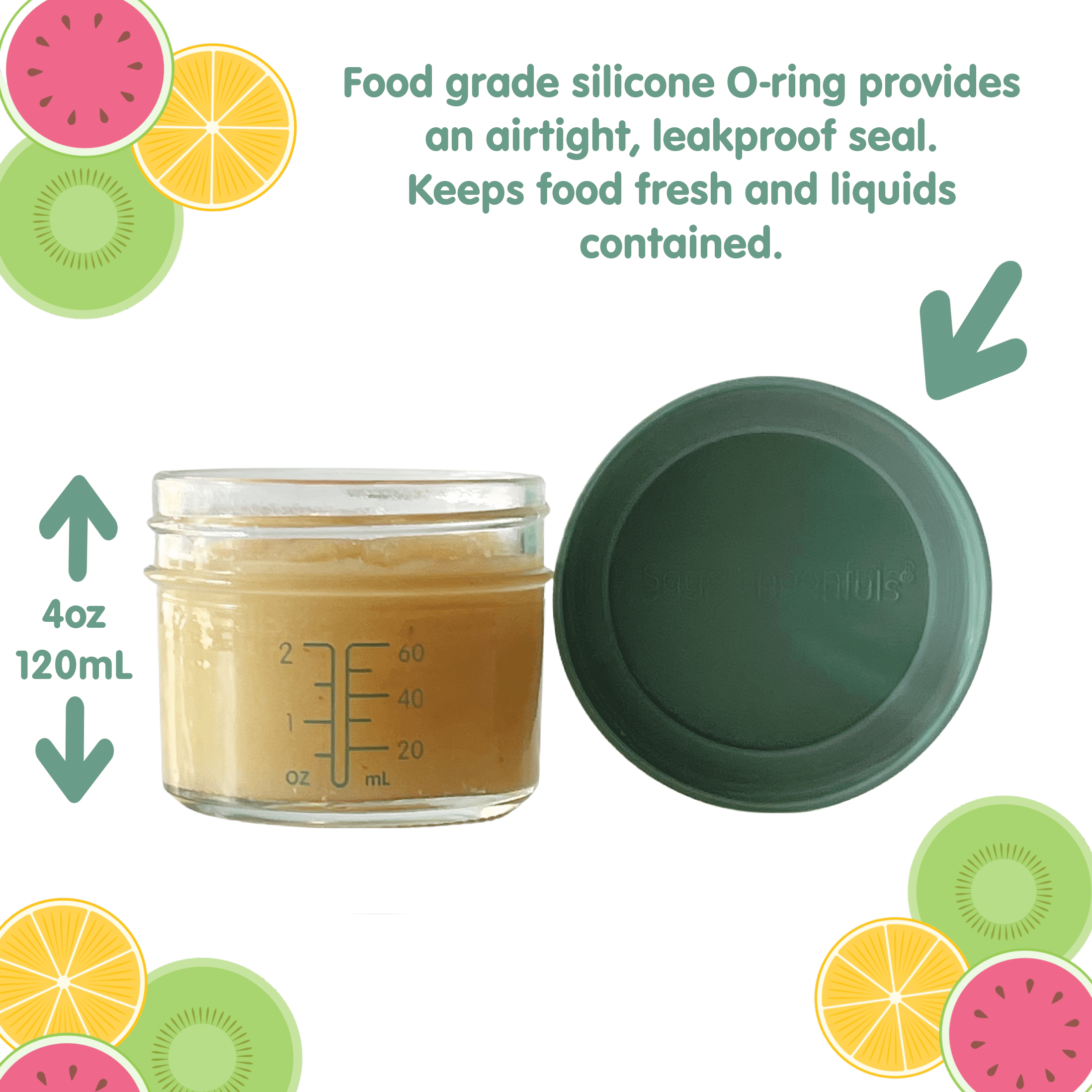 Sage Spoonfuls Glass Big Batch 4oz Glass Baby Food Storage Containers With Twist-Off Lids (12-Pack)