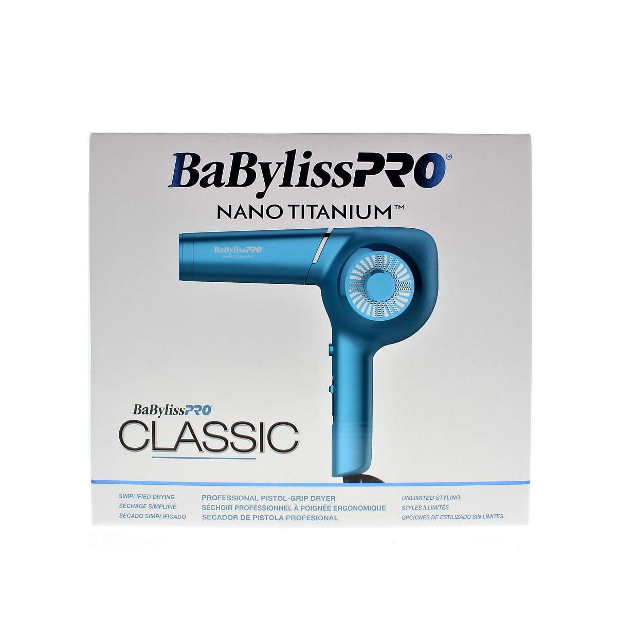 Babyliss Nano Titanium Classic Professional Pistol-Grip 1875 Watts Dryer - BNT5175UC - Blue - 1 Pc Hair Dryer