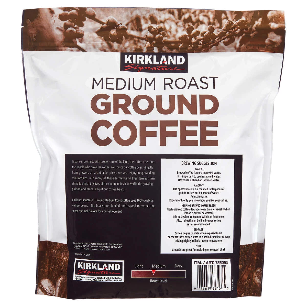 KIRKLAND SIGNATURE Medium Roast Coffee 2.5 Lb Brown 40 Ounce (Pack of 36)