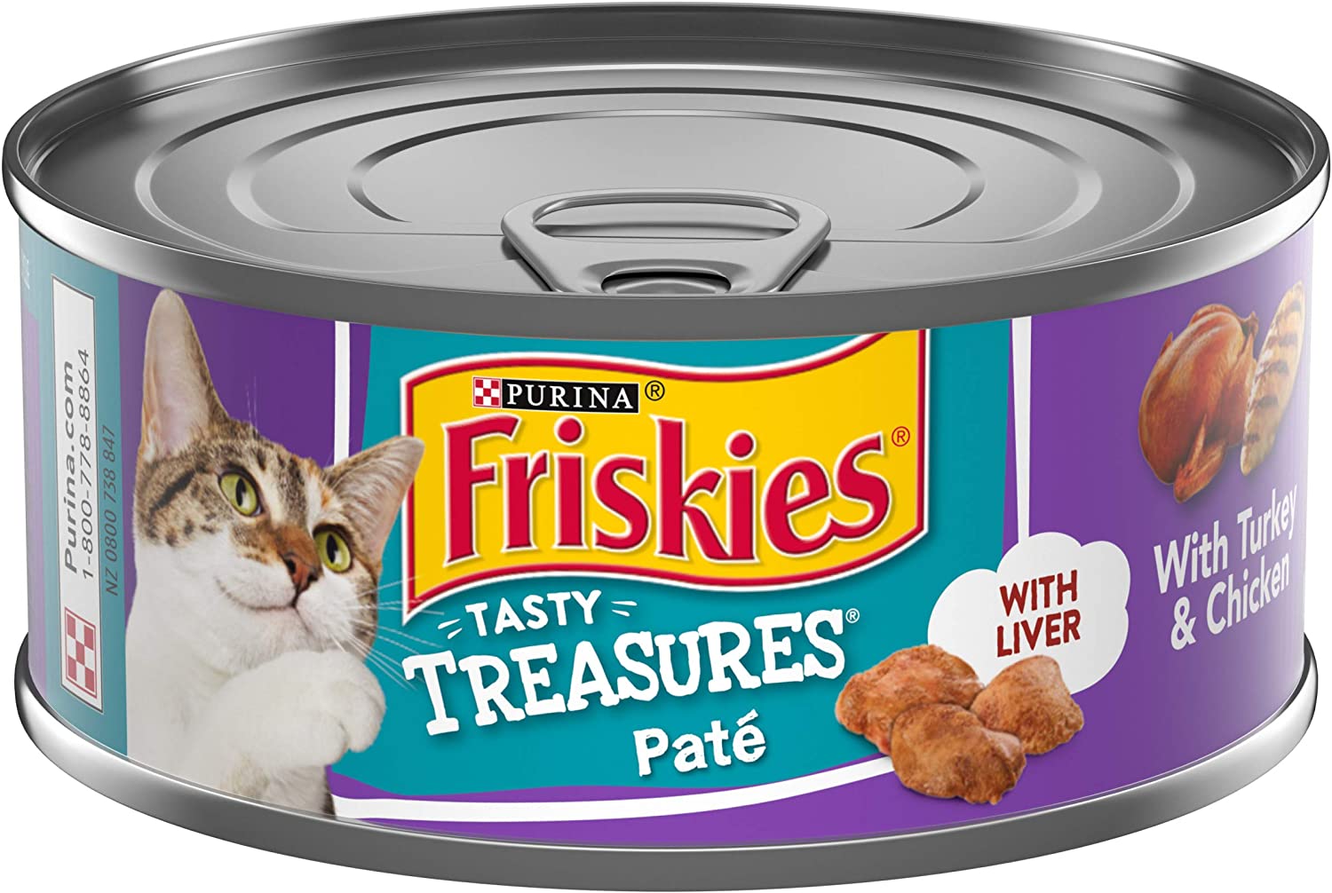 Purina Friskies Pate Wet Cat Food Tasty Treasures With Liver Turkey and Chicken - (24) 5.5 oz. Cans
