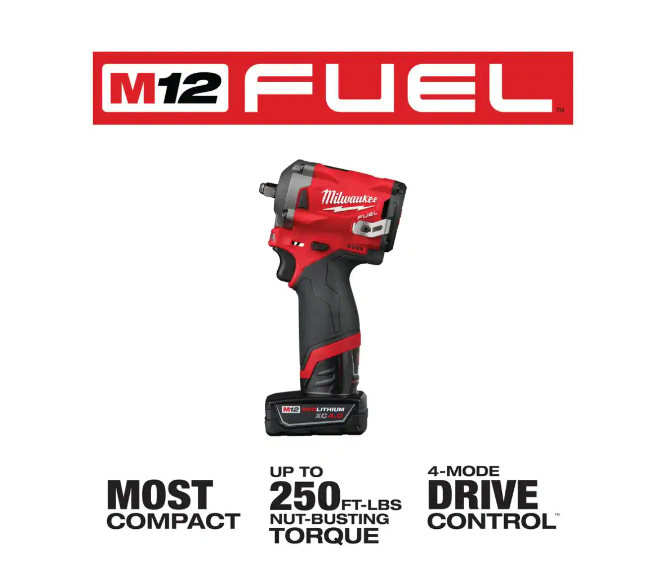 Milwaukee 2554-22-2426-20 M12 FUEL 12V Lithium-Ion Brushless Cordless Stubby 3/8 in. Impact Wrench Kit with M12 Oscillating Multi-Tool