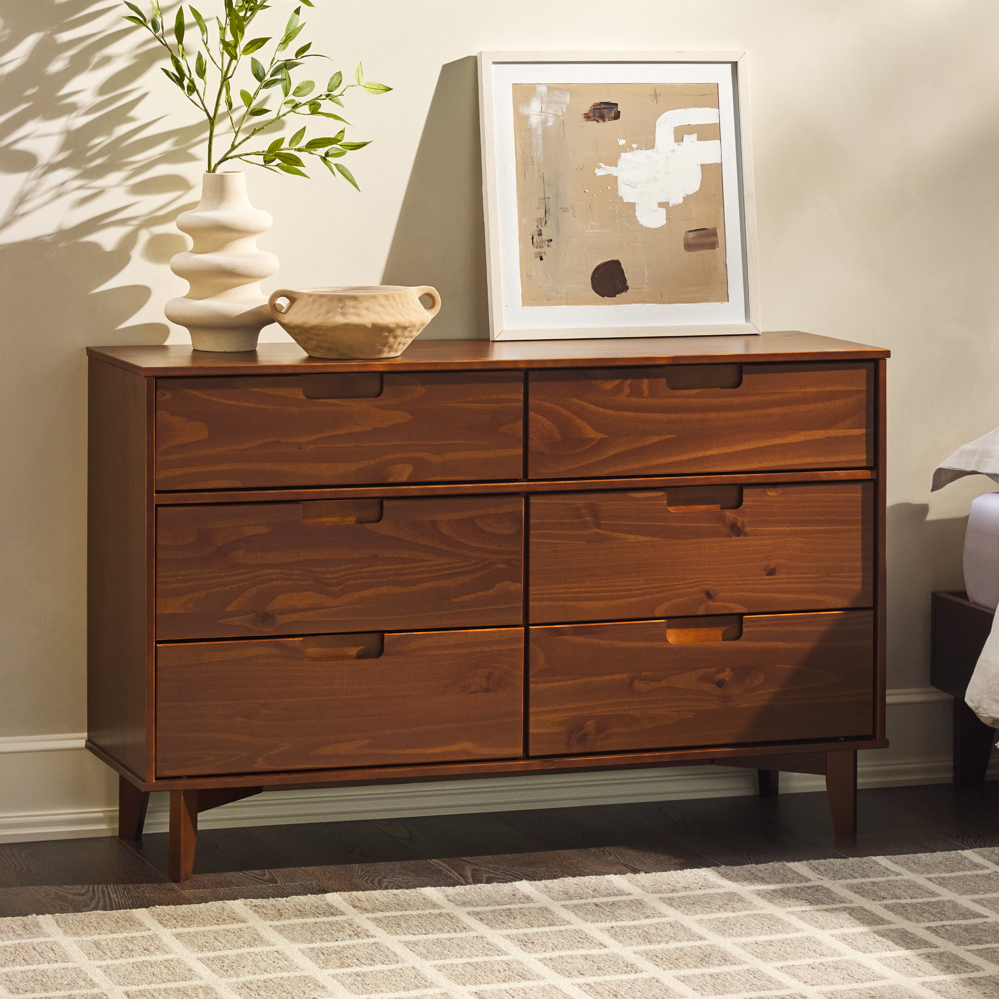 Manor Park Sonoma 6-Drawer Solid Wood Dresser. Walnut