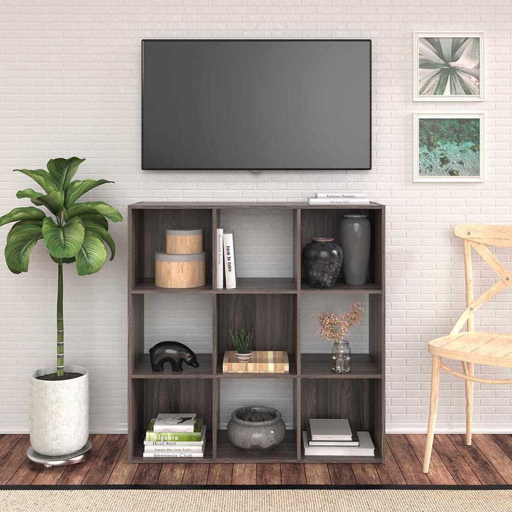 ClosetMaid 14167 35.88 in. H x 36 in. W x 12 in. D Grey Wood 9-Cube Storage Organizer