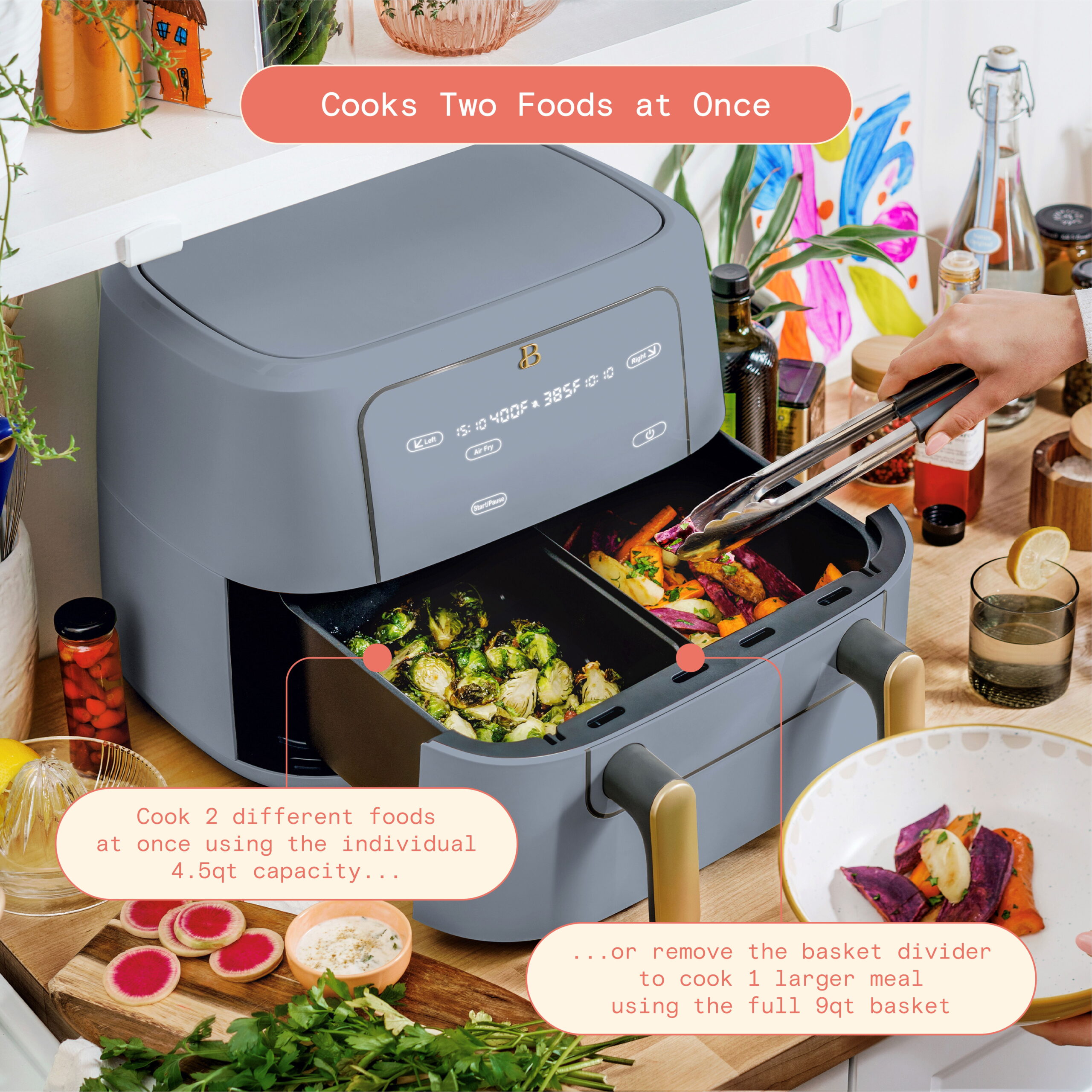 Beautiful 9QT TriZone Air Fryer. Cornflower Blue by Drew Barrymore