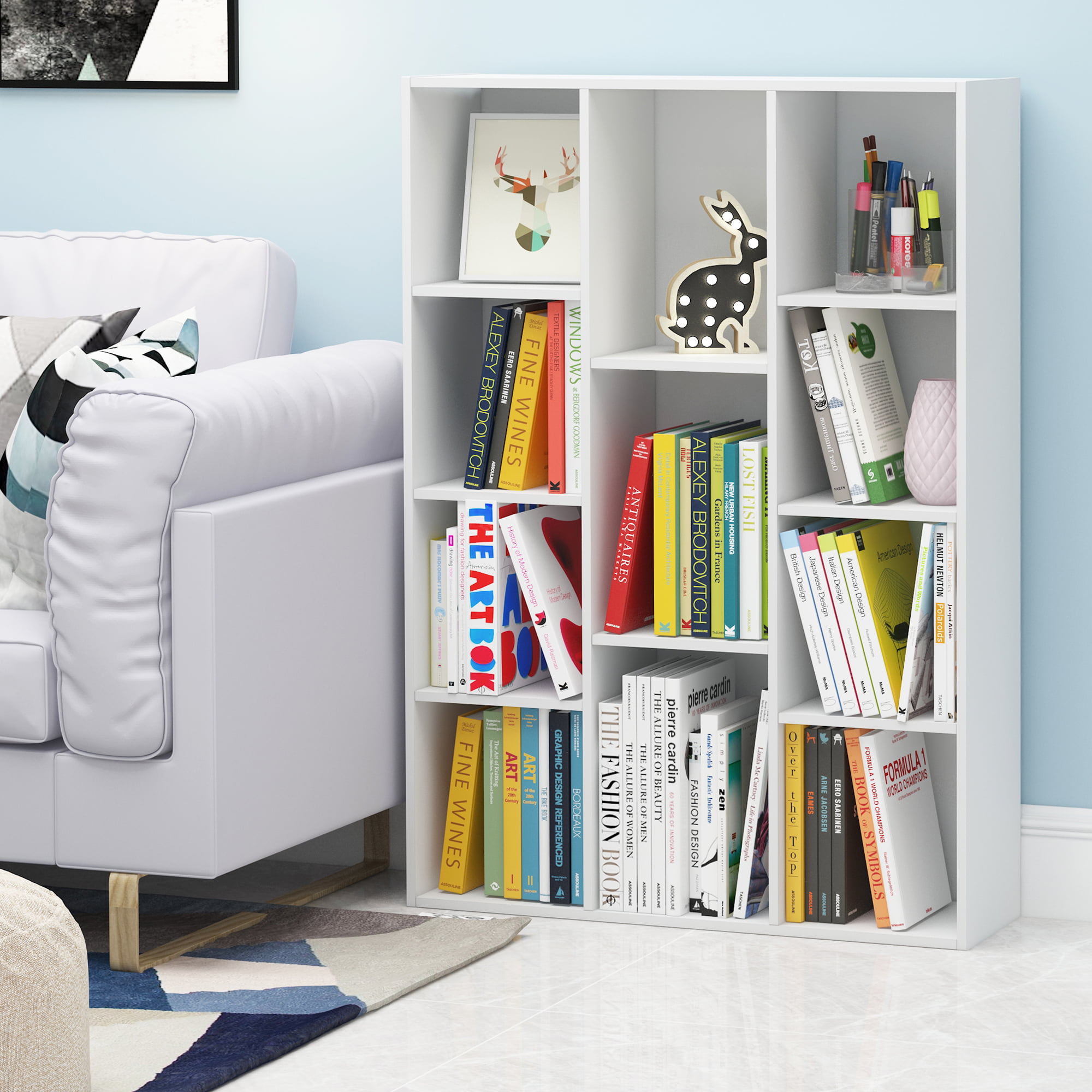 Furinno 11-Cube Reversible Open Shelf Bookcase. White