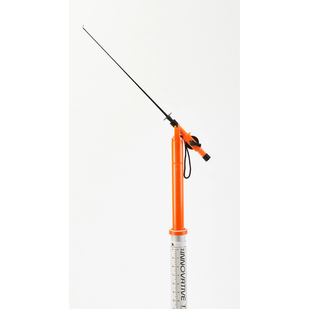 Innovative Tip-Down Ice Fishing System. Orange