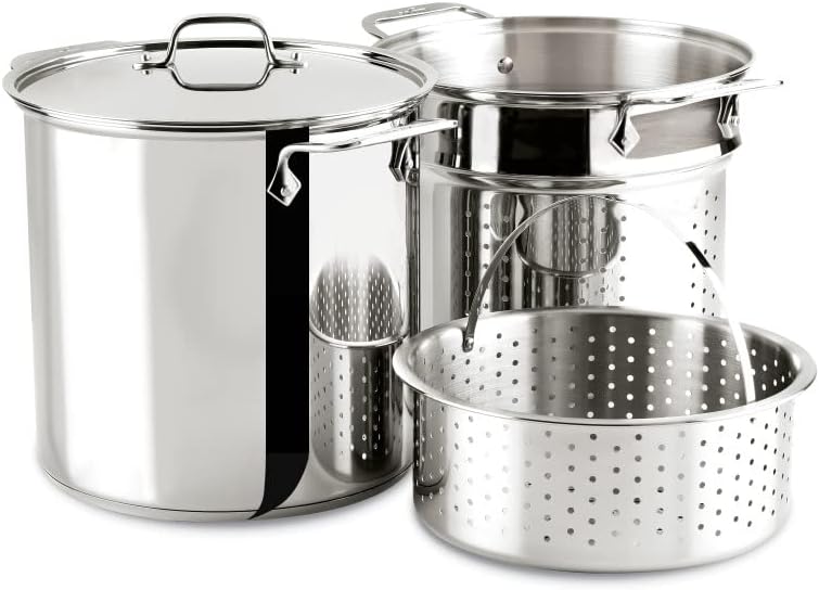 All-Clad Specialty Stainless Steel 3 Piece Cookware Set with Lid 12 Quart Induction Pots and Pans